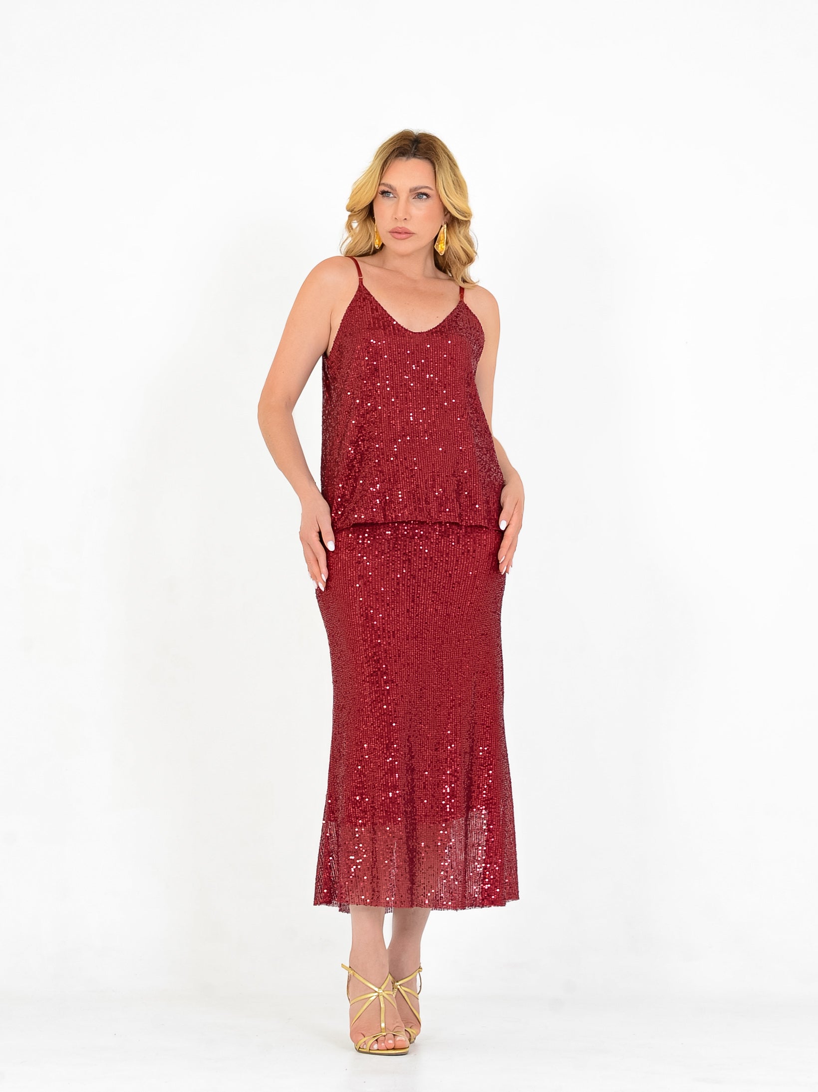 CONJUNTO PAETÊ SAIA E REGATA