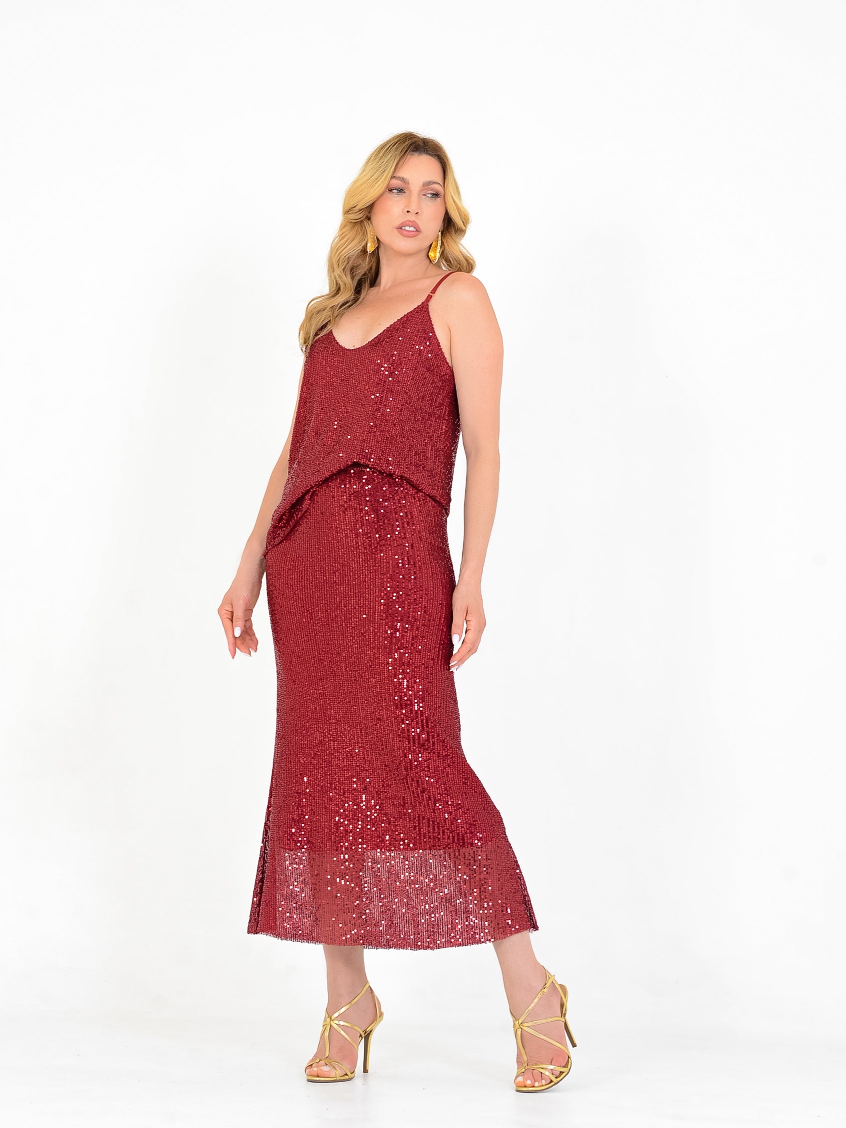 CONJUNTO PAETÊ SAIA E REGATA